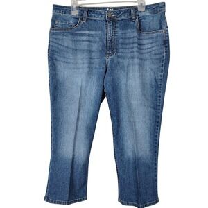 Lee Riders Midrise Capri Jeans Medium Wash Blue Stretch Denim 14M